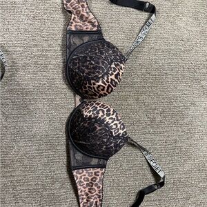 Victoria's Secret Leopard Print Bra with Black Lace